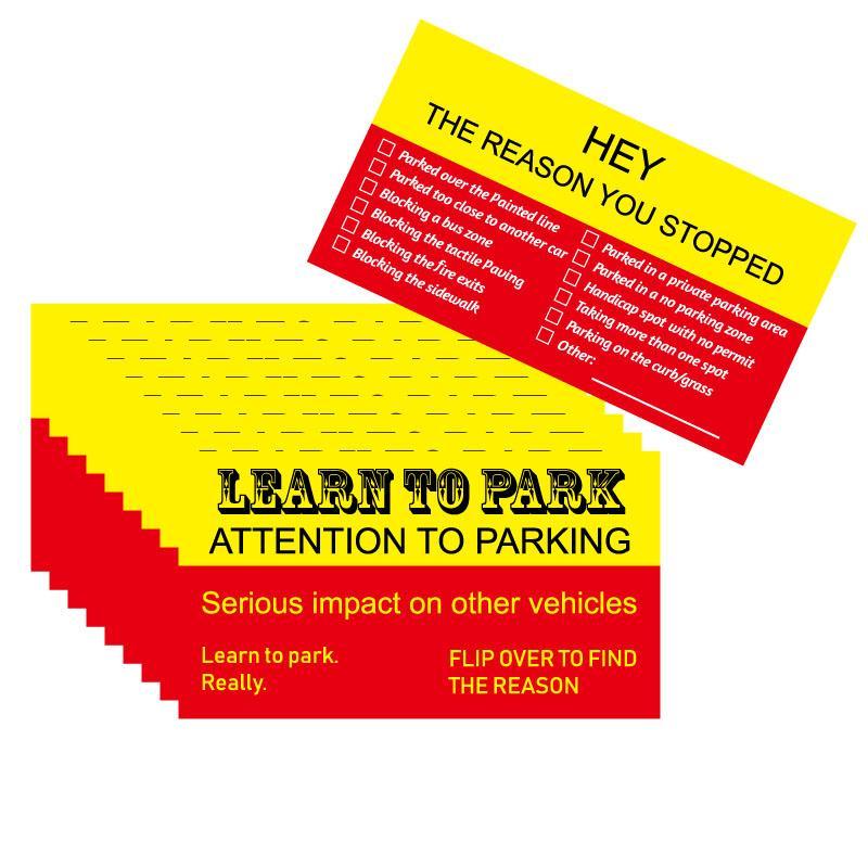 Parking Card, 50pcs Funny Warning Parking Card, Creative Bad Parking Card, Learn To Park Cards with Multi Reasons for Bad Parking 2