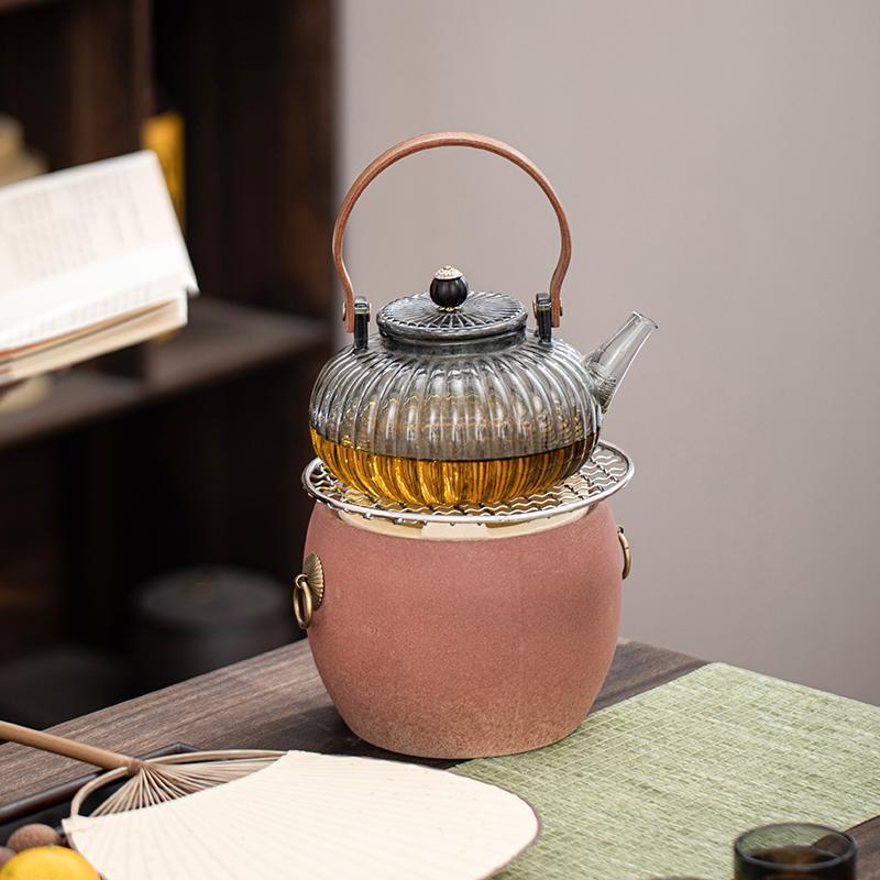 Tea Brewing Set, 1 Set Including Teapot & Iron Net & Ceramic Heating Stove, Tea Making Tool for Home Office Use, Tea Making Supplies, Kitchen Supplies 4