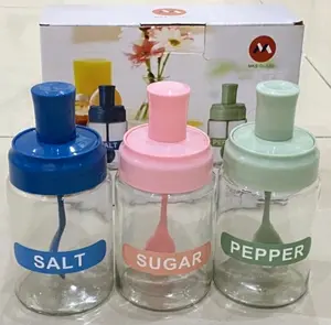 tempat bumbu set isi 3 pcs dan sendok Dapur Kaca