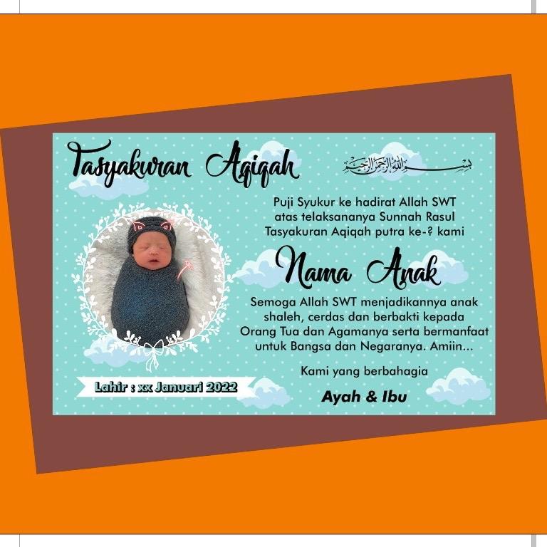 stiker aqiqah bayi dan stiker tasyakuran kelahiran 8,8 cm x 5,5 cm bebas foto 2