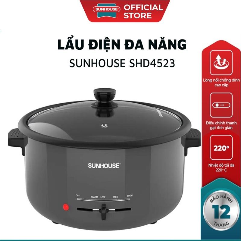 Lẩu điện Sunhouse SHD4523 - Công suất 1300W - Nồi dung tích 3.5L - Các bộ phận có thể tháo rời - Điều chỉnh núm xoay - Bảo hành chính hãng 12 tháng Nồi Lẩu Điện Nồi Lẩu Nồi Điện Nấu Ăn