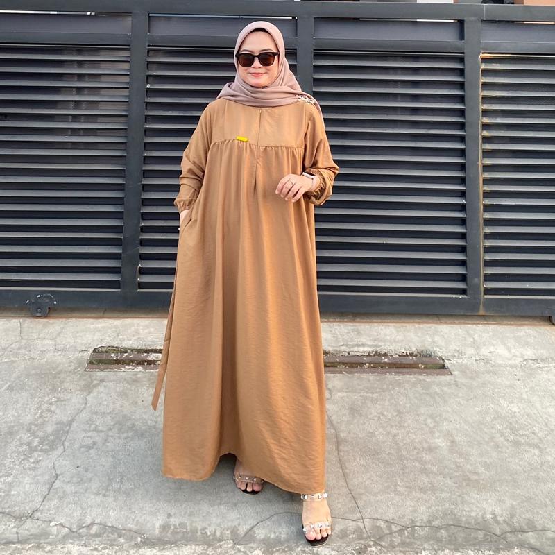 ALIKA GAMIS MUSLIMAH POLO LINEN PREMIUM ZIPER BUSUI FRIENDLY LD 120cm 3