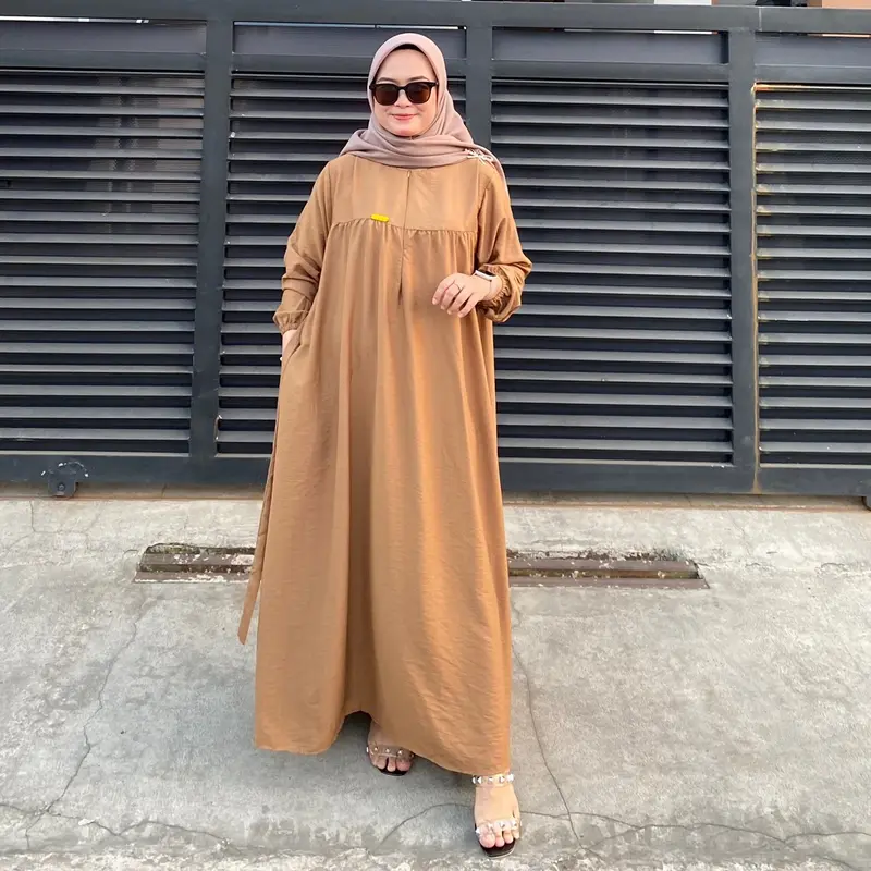 ALIKA GAMIS MUSLIMAH POLO LINEN PREMIUM ZIPER BUSUI FRIENDLY LD 120cm 2