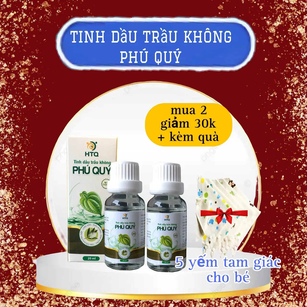 (combo 2 chai tặng khăn) Tinh dầu trầu không Phú Quý 20ml chữa ho, long đờm, sổ mũi