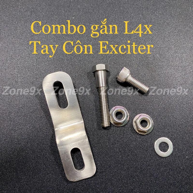 Combo Pat inox 304 gắn Đèn trợ sáng L4x Cho xe Exciter 150 Ex155 dưới Tay thắng - Tay côn