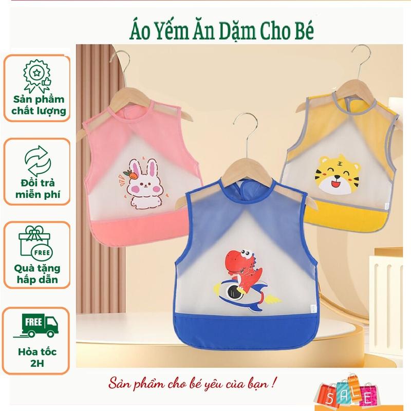 Áo Yếm Ăn Dặm Cho Bé Chống Thấm Tạp Dề Cho Bé Có Máng Cao Cấp Dễ Dàng Vệ Sinh Tiện Mang Đi Du Lịch - Loki