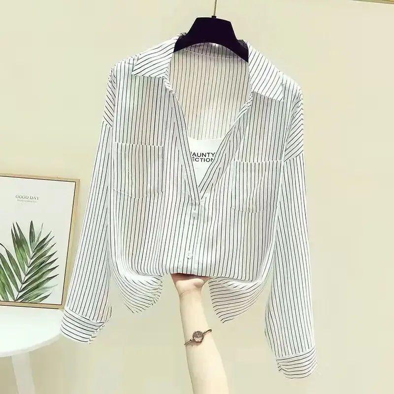 Design White Younger Shirt Long Sleeve Women's Spring and Autumn 2023 New Korean Style Loose False Two Pieces All-Matching Top 0