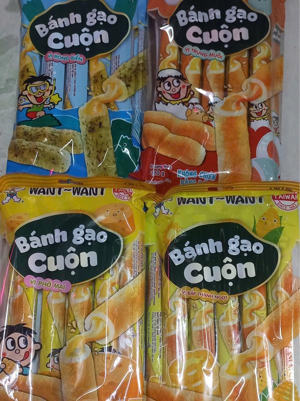 COMBO 4 BỊCH 40 CÂY BÁNH GẠO CUỘN WANT WANT VỊ RONG BIỂN,VỊ PHÔ MAI,VỊ TRỨNG MUỐI,VỊ BẮP 180G SIÊU NGON