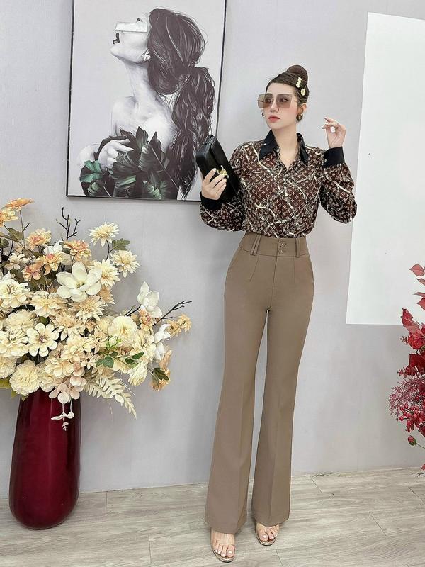 Quần Ống Loe 2 Cúc Hách Dáng Tôn Chiều Cao ,Chất Liệu Mềm Mịn Mát,Maistore8686