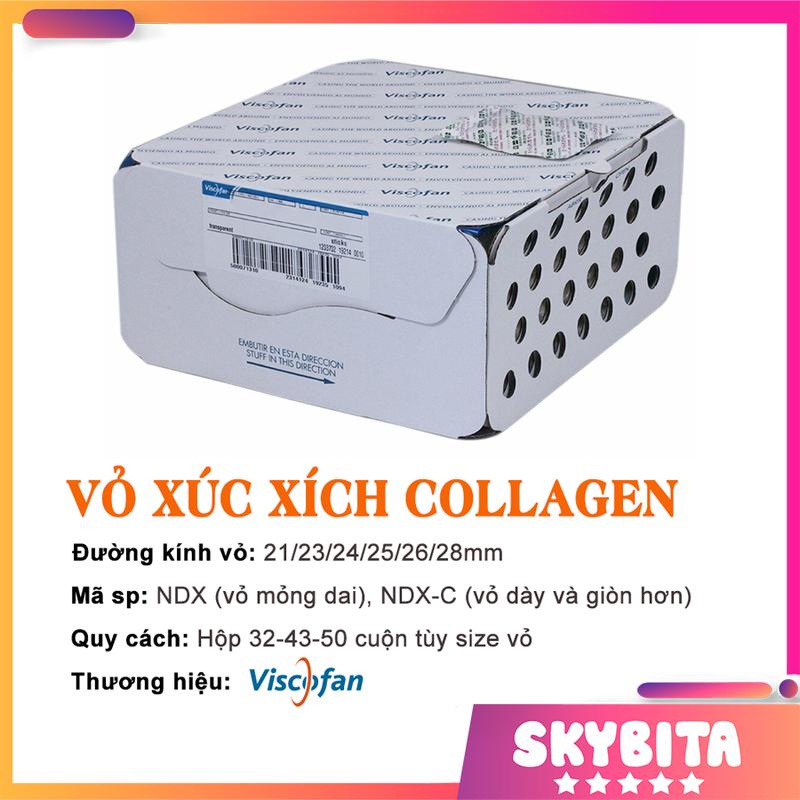 Nguyên hộp vỏ collagen làm xúc xích lạp xưởng phi 21 23 24 25 26 28