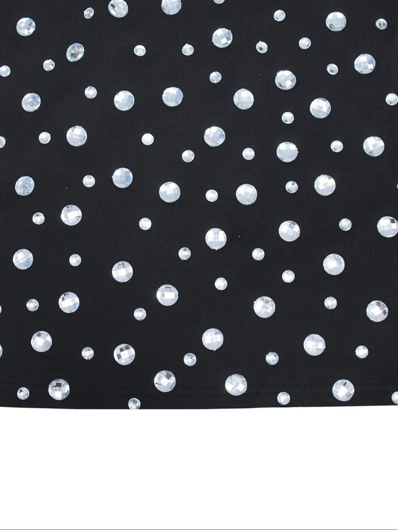 Product Introduction of Women's Rhinestone Decor Tube Party Dress, Fashionable Sleeveless Strapless Short Dress for Party Club Dating Wear, Ladies Summer Clothes 8