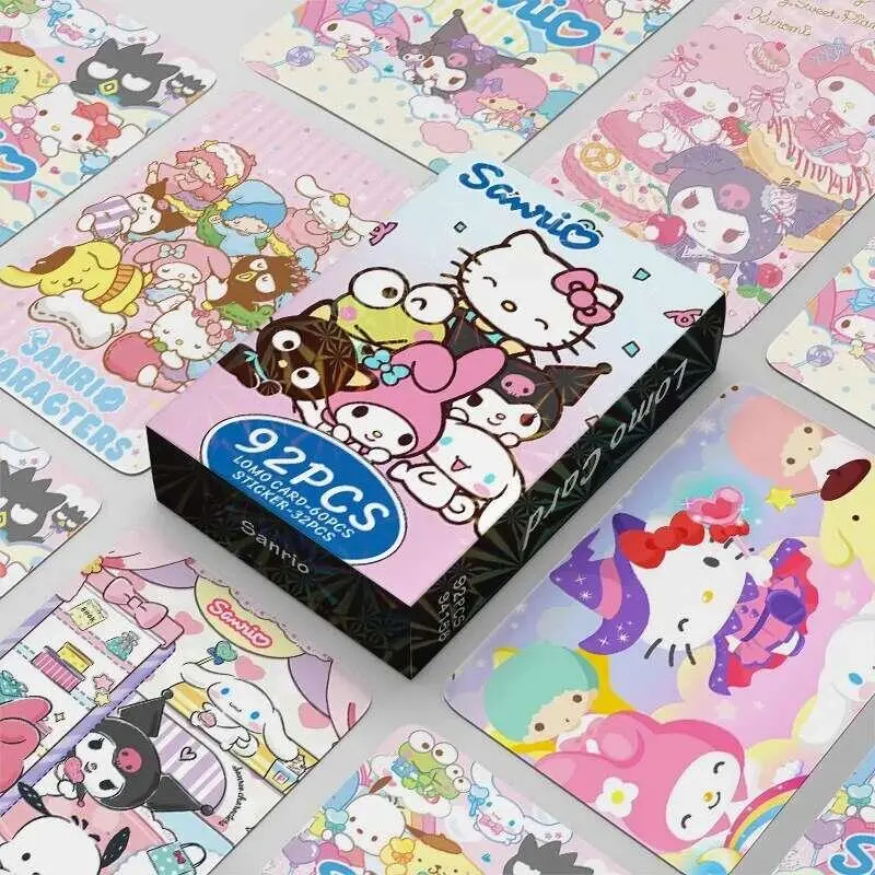 92 pieces of basic Sanrio cartoon peripheral greeting card manual stickers, Ins style small cards, 3 inches