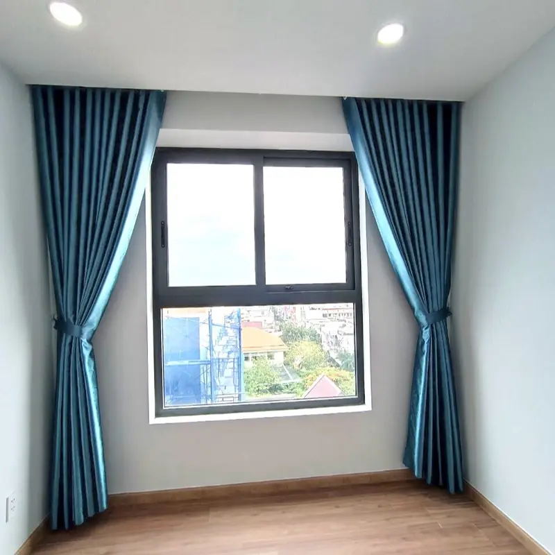 Rèm xanh dương đậm , cửa sổ , phòng khách , ngăn phòng …. , vải gấm chống nắng cản sáng 95% 2