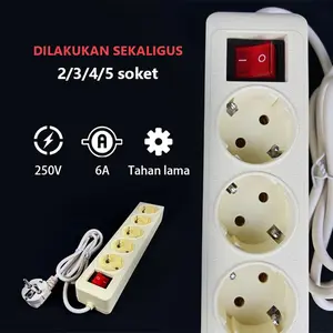 Zextramax Shop Stop Kontak 2/3/4/5 Lubang 1.5/3/5 Meter Colokan Listrik Papan Daya Multifungsi Tembaga Saklar Tekan Cangkang Bulat Fleksibel Hemat Tempat