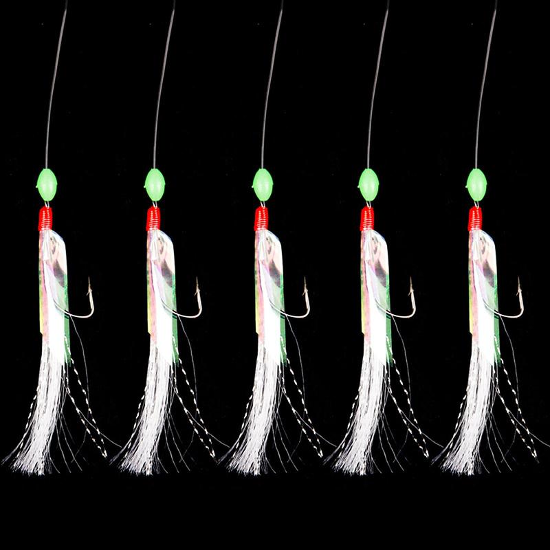Product Introduction of Fishing Feather Hooks, 20pcs Sea Boat Fishing Lures Rigs with Barbed Hook, Fishing Accessories for Outdoor Fishing, Fishing Supplies 8
