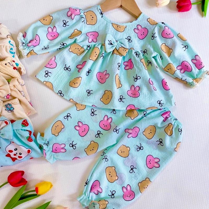 Combo 3 bộ quần áo dài  vải đủi hàn Tee mềm mát mịn cho bé gái 7kg đến 13kg Baby Tee