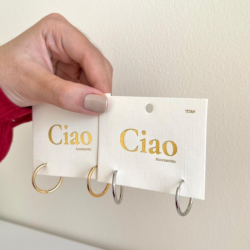 [NHIỀU SIZE] Khuyên tai, bông tai titan không đen gỉ bản tròn trendy Ciao accessories 7