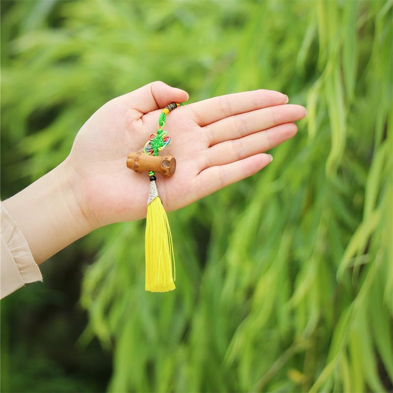 Móc treo tua rua đính Trúc Quý Phi với mặt kim loại bạc cổ trang  , Charm cho túi xách Nữ quý phái Women Len 4