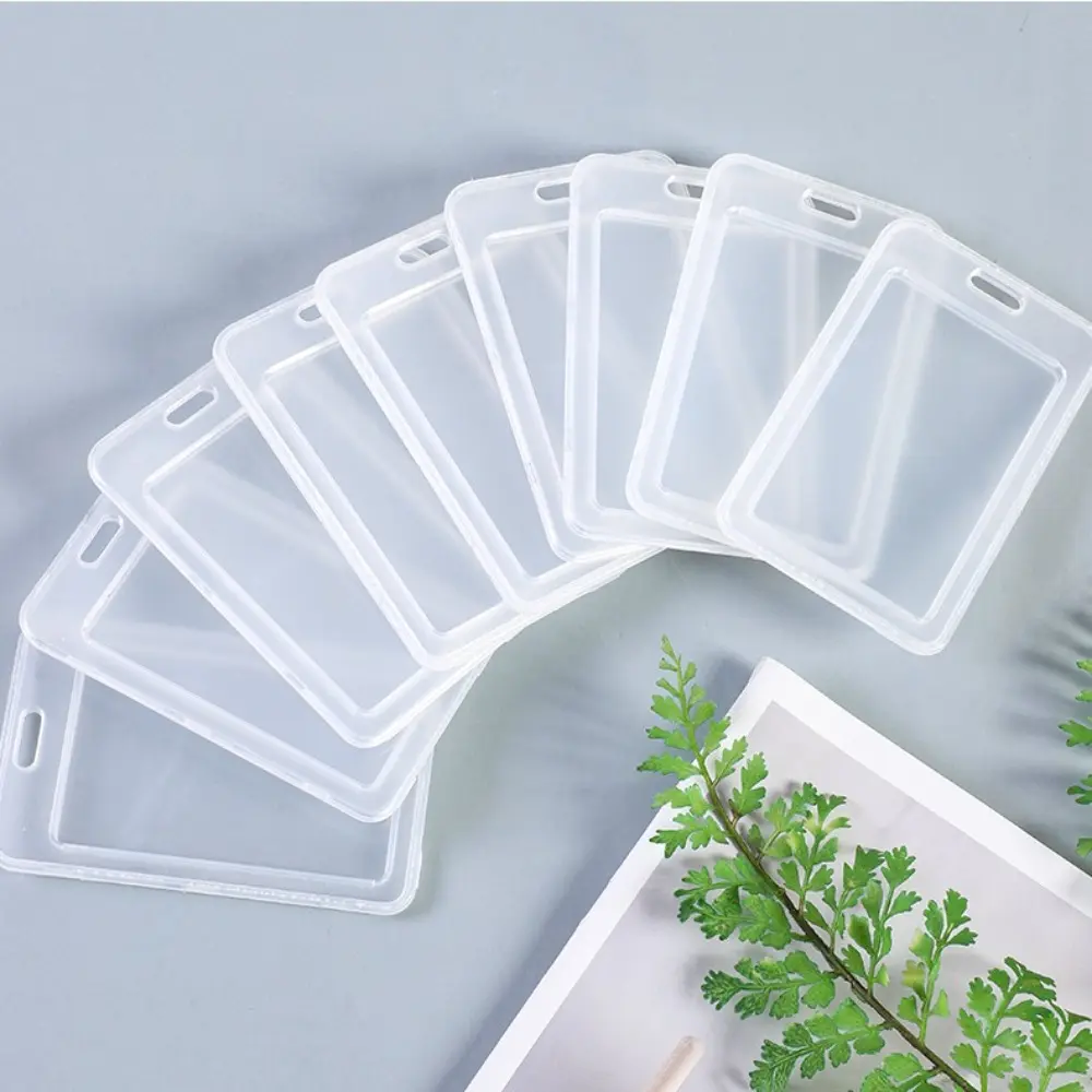 Durable Plastic Card Sleeves with Lanyard Transparent ID Card Protective Film Card Holder