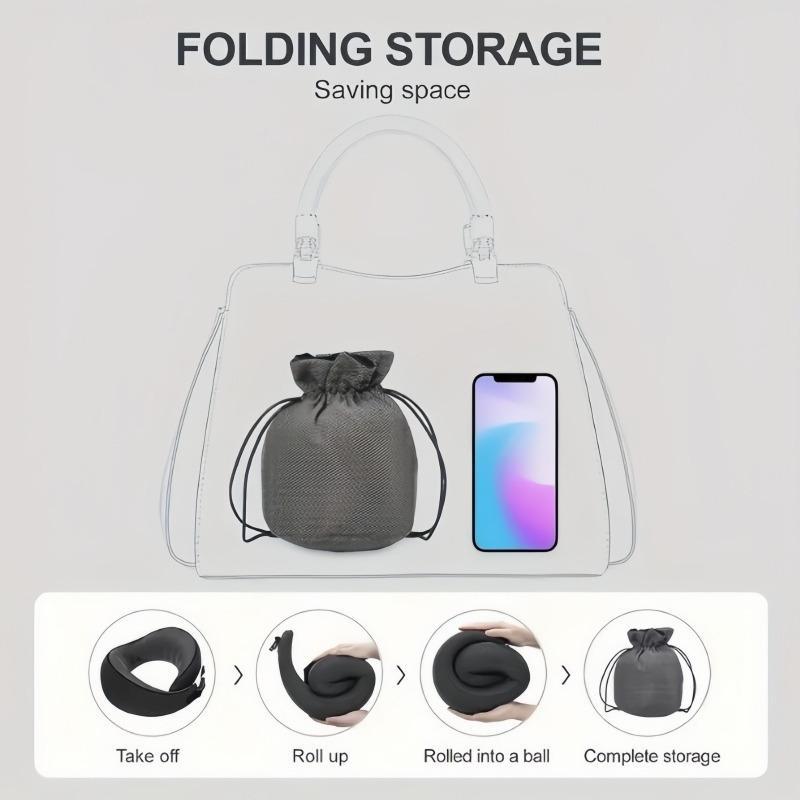 Travel Neck Pillow, 1 Count Comfortable & Breathable Neck Pillow with Storage Bag, Soft Neck Support Pillow for Airplane & Car & Office 4