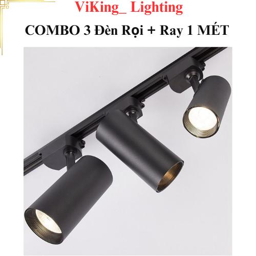 COMBO 3 Đèn Rọi Ray COB 10W 20W 30W 40W + Thanh Ray 1 Mét Đèn Rọi Ống Bơ Đèn Led Đèn Soi Tranh Trang Trí Decor Chiếu Sáng Shop Quần Áo Quán Cà Phê
