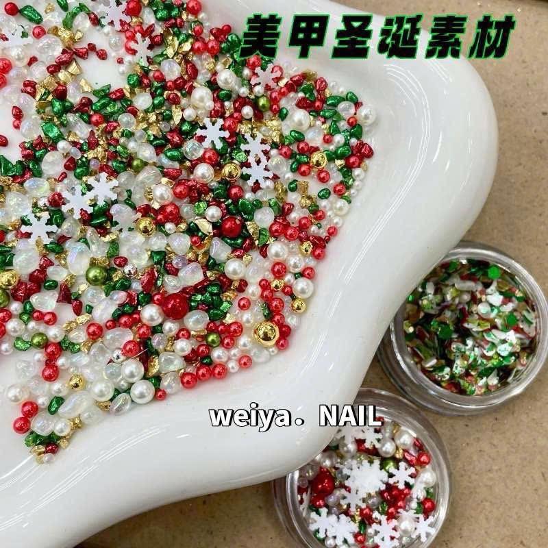  Set 2 hủ phụ kiện đính móng họa tiết giáng sinh phụ kiện trang trí móng làm nail noel 