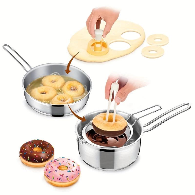 Donut Shaped Cake Mold with Dipping Tong Set (2pcs/1 Set), Reusable Donut Cake Mold with Clip, Kitchen DIY Cake Baking Tool 2