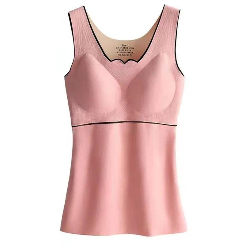 Áo Vest Giữ Nhiệt, Dành Cho Nữ, Mùa Thu Và Mùa Đông, Nhồi Bông Dày Dặn, Không Tay, Cổ Chữ V, Dáng Ôm, Có Đệm, Áo Chui Đầu, Mềm Mại, Không Dây, Quần Lót Co Giãn, Áo Ba Lỗ 4
