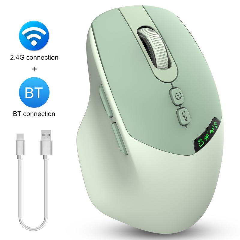 Chuột Không Dây 2 Chế Độ Bluetooth/2.4G - Màn Hình OLED Thông Minh, Công Tắc Nhấn Im Lặng, Tùy Chỉnh DPI Linh Hoạt