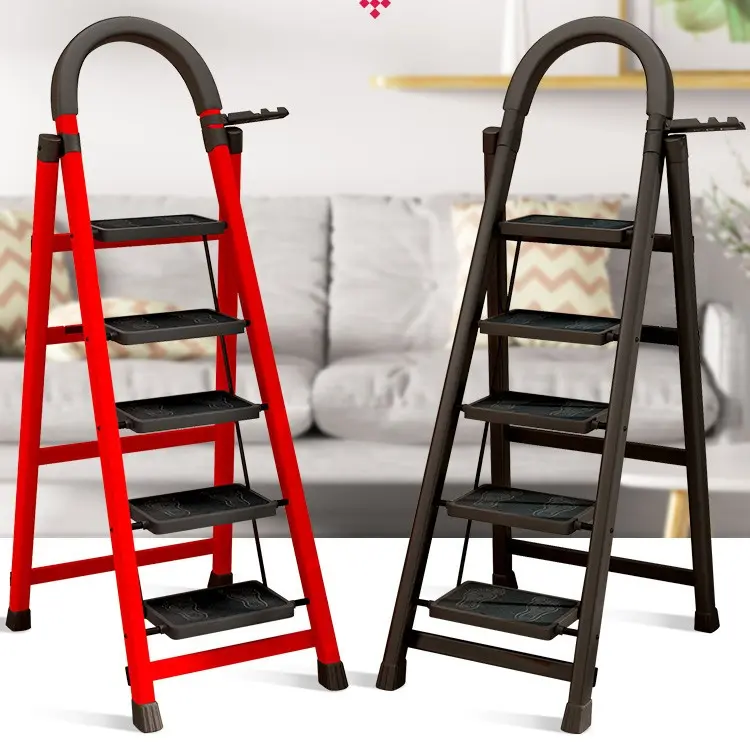 บันไดเหล็ก สีสแตนเลสสตีล พับเก็บได้ สะดวก แข็งแรง แบบ3ชั้น 4 ขั้น 5ชั้นและ6ชั้น