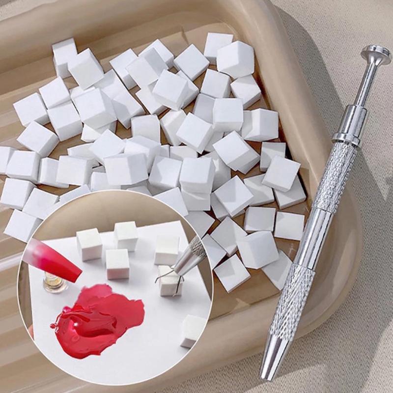 Mút dặm ombre kèm kẹp hộp 100 cái làm nail Nữ