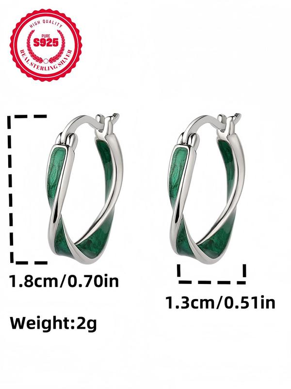 925 Sterling Silver Hoop Earrings, Fashionable Earrings for Women & Men, Trendy All-match & Exquisite Jewelry for Birthday Gift 1