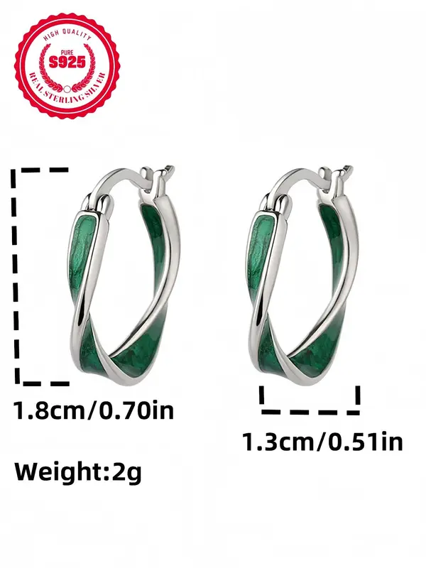 925 Sterling Silver Hoop Earrings, Fashionable Earrings for Women & Men, Trendy All-match & Exquisite Jewelry for Birthday Gift 1