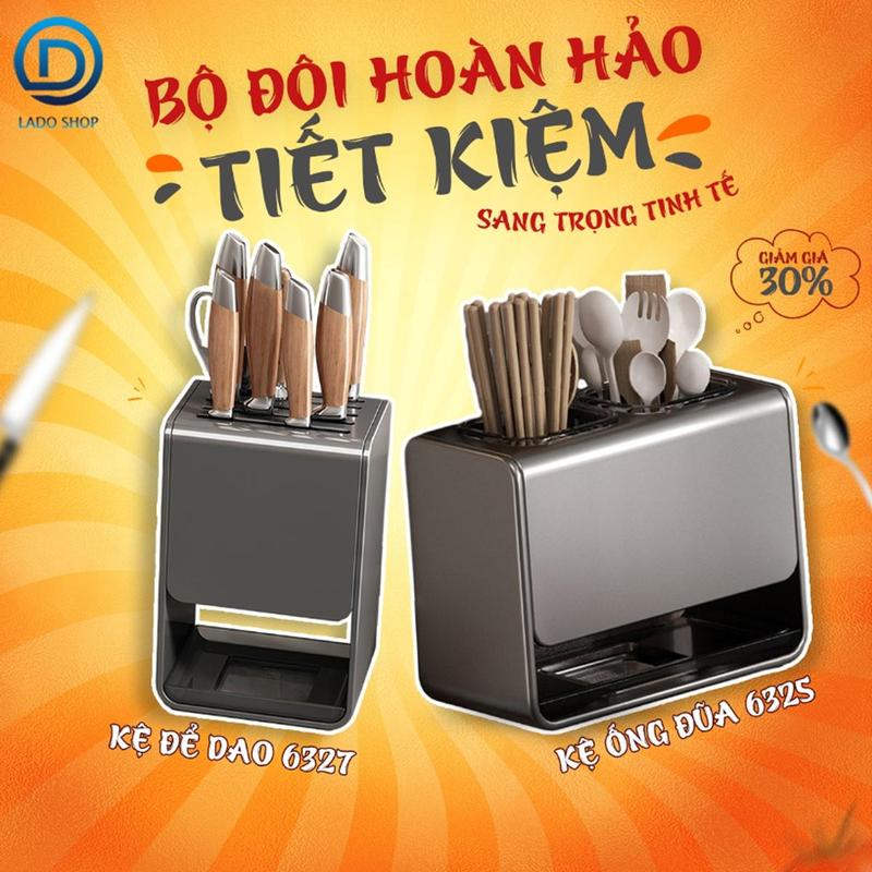 Bộ đôi hoàn hảo - Kệ để dao 6327 + Kệ ống đũa 6325, thép carbon chống rỉ có thể để bàn hoặc treo tường
