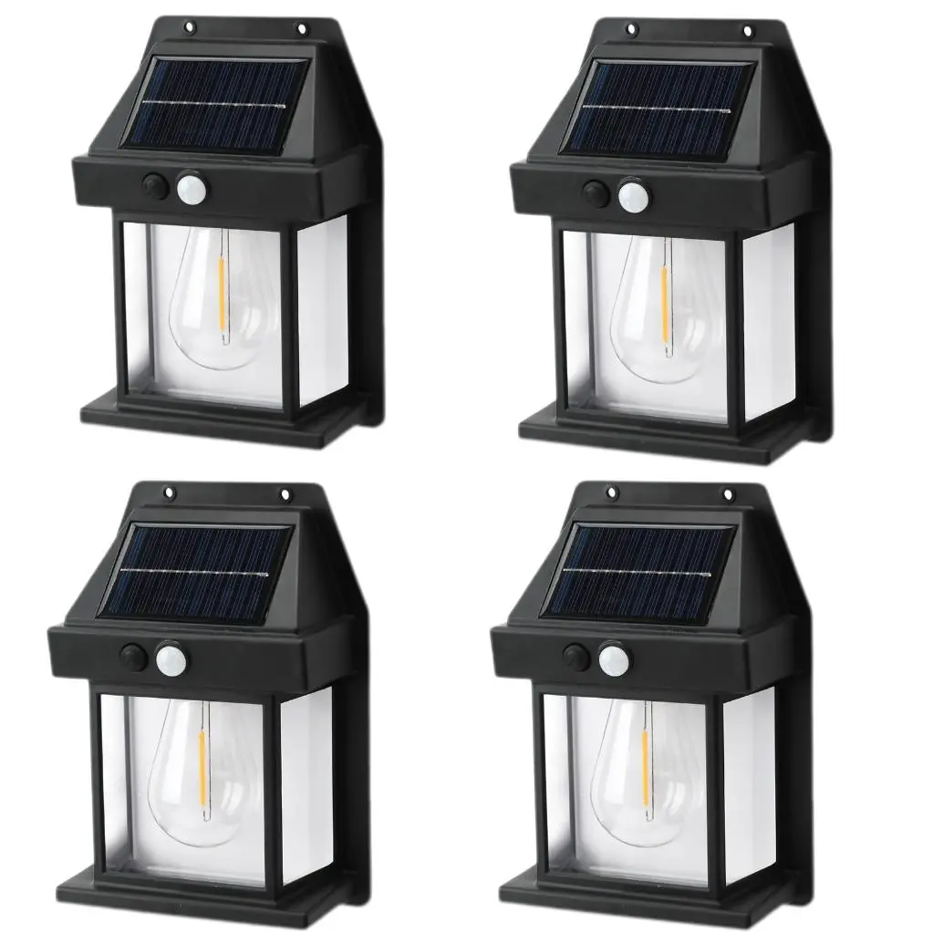 Solar Powered Wall Mounted Light, 1/4 Counts Solar Panel Outdoor Wall Light, Motion Sensor Wall Lamp, Suitable for Garden & Patio & Yard & Fence & Garage