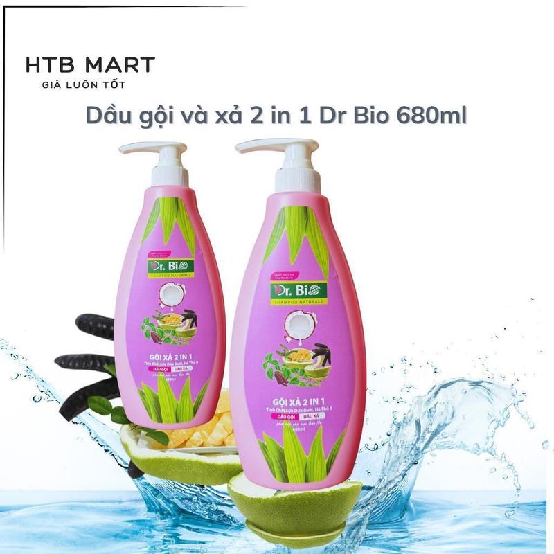(combo 2)Dầu gội và xả 2 in 1 Dr Bio 680ML Suôn mượt & Óng ả chiết xuất thiên nhiên .! 1