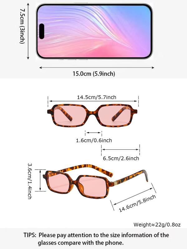 Unisex Simple Style Plain Color Sunglasses, Trendy Casual Rectangle Frame Sunglasses for Everyday Use, Fashion Accessories for Outdoor Activities 1