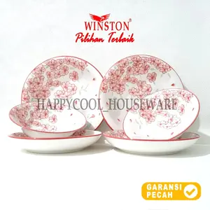 WINSTON 1pcs Blossom Pink Piring Makan 9,25in Piring Makan 8in Mangkok Makan 7in Keramik Aesthetic