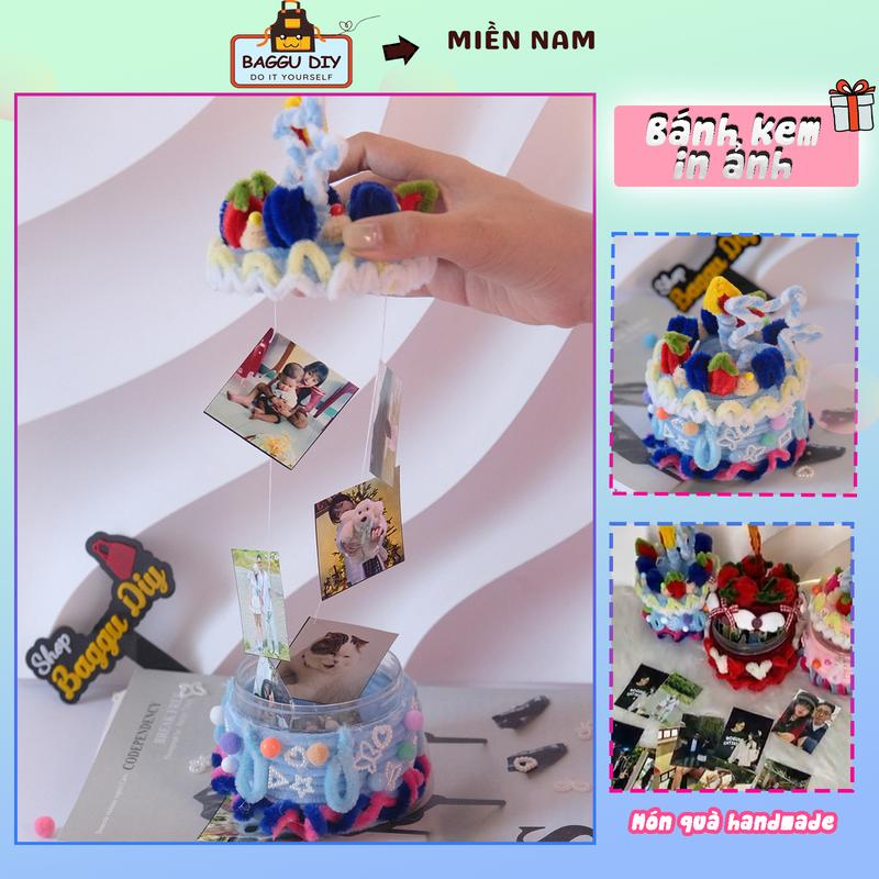 [IN 20 ẢNH] Set Tự Làm Hộp Quà Tặng Bánh Kem Kẽm Nhung DIY, IN HÌNH Theo Yêu Cầu, Kèm Video Hướng Dẫn Chi Tiết - Baggu