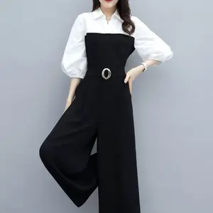 Jumpsuit Casual Panjang Elegan White And Black Style Korea Baju Wanita Hijab M239