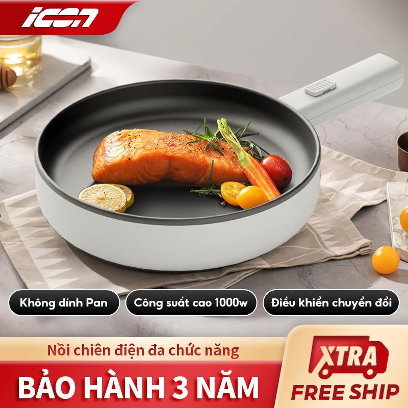  ICON Chảo điện nấu nồi chảo điện gia dụng đa năng dành cho sinh viên ký túc xá chiên nhỏ hấp và chống dính 