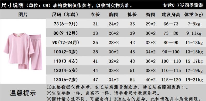 Product Introduction of Brand Children'S Clothing Summer Modal Half Sleeve Middle Pants Style Homewear Pajamas Bellyband Children'S Suit 16