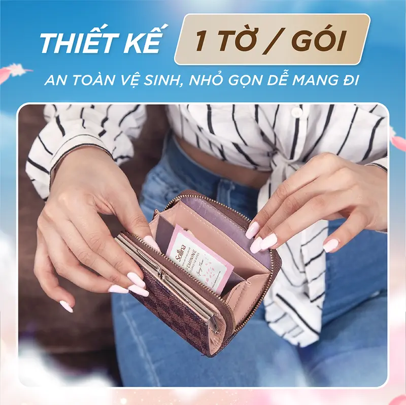 Hộp 20 gói khăn giấy ướt vệ sinh phụ nữ Sollina độ ẩm vừa phải giúp vùng kín khô thoáng dễ chịu 20gói/ hộp Women 6