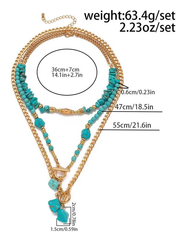 Vintage Cow Head Decor Beaded & Pendant Necklaces, Boho Style Turquoise Decor Luxury Jewelry for Women & Girls, Party, Daily Clothing Decor, Birthday Gift, Statement Necklace, Western Jewelry 4