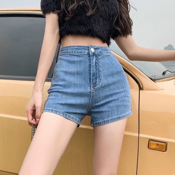 (Q005) Quần short kaki jean lưng cao nâng mông tôn dáng, quần short nữ ôm 4 màu trắng đen xanh jean nhạt, xanh jean đậm
