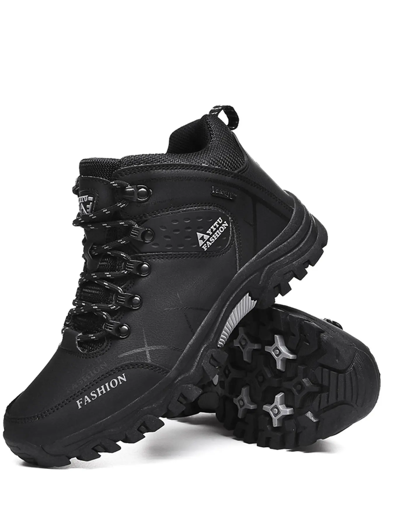 Men's Colorblock Patchwork Hiking Boots, Casual Sporty Outdoor Trekking Shoes, Male All-match Round Toe Walking Shoes for Daily Wear