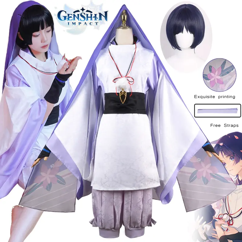 Trang Phục Hóa Trang Wanderer, Anime Genshin Impact, Bộ Sưu Tập Đầy Đủ, Kimono Khăn Choàng Ballader Trắng, Kunikuzushi, Nhập Vai Nhân Vật Trò Chơi Halloween, Thích Hợp Cho Người Hâm Mộ Cosplay