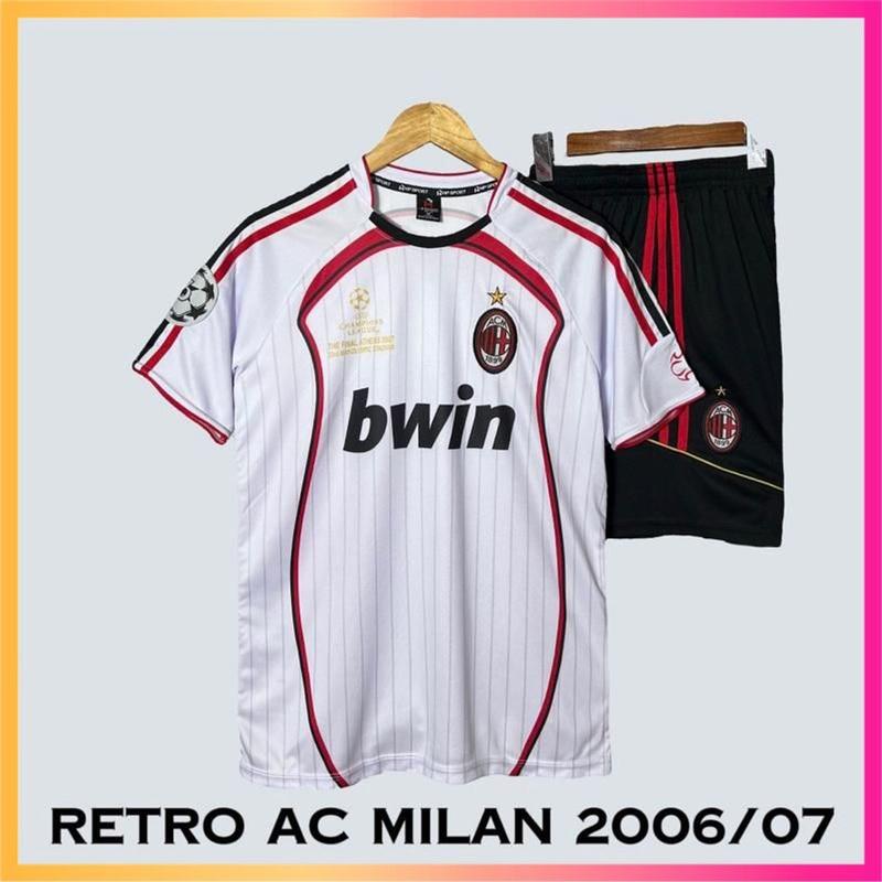 Free in ấn, miễn phí ship - Bộ quần áo bóng đá RETRO ACMILAN TRẮNG 2007 thun lạnh cao cấp