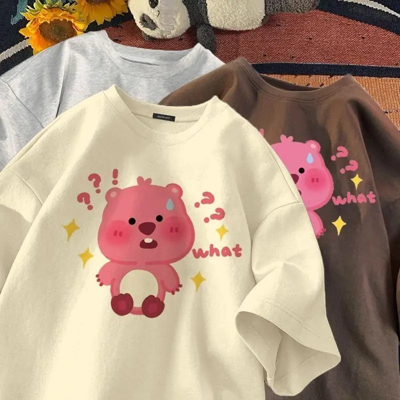 Áo Thun Cotton Ngắn Tay Cho Bé Gái, Hàng Mới Về Năm 2024, Thích Hợp Cho Mùa Hè, Trẻ Em Trung Bình Và Lớn, Dáng Rộng Vừa Vặn, Thiết Kế Hoạt Hình, Phong Cách Tươi Mới, Hợp Xu hướng