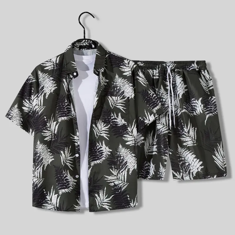 Hawaiian Beach Pants for Men Middle Pants Couple Travel Vacation Outfit Loose Casual Suit Half-sleeved Flower Shirt Baju Perkep bandana shorts